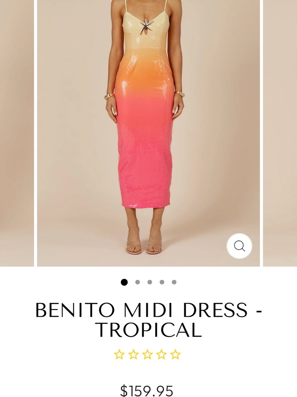 Benito Tropical Ombre Midi Dress in Pink/Orange